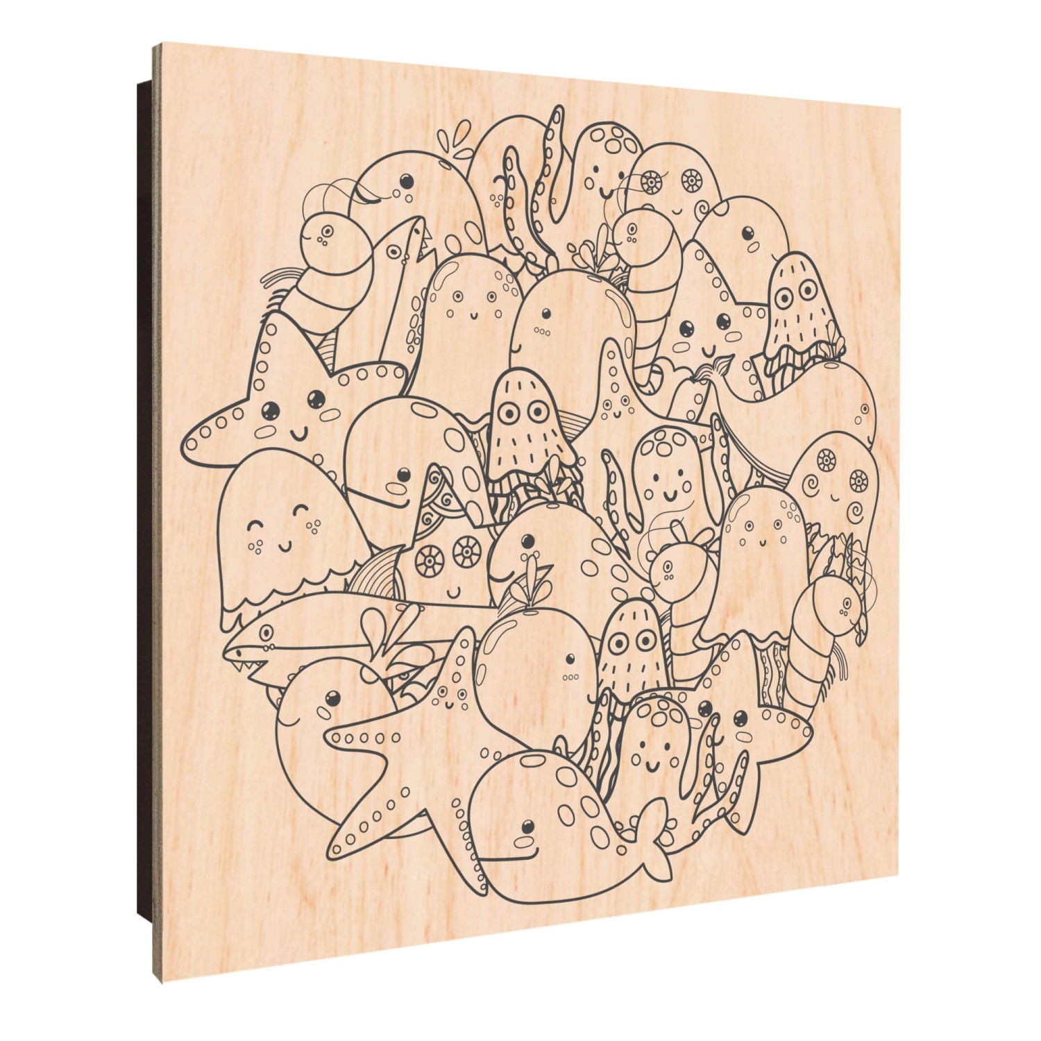 Banjado Schlüsselkasten Holz 30x30cm Schwarz Scharnier Rechts 50 Haken Desi günstig online kaufen