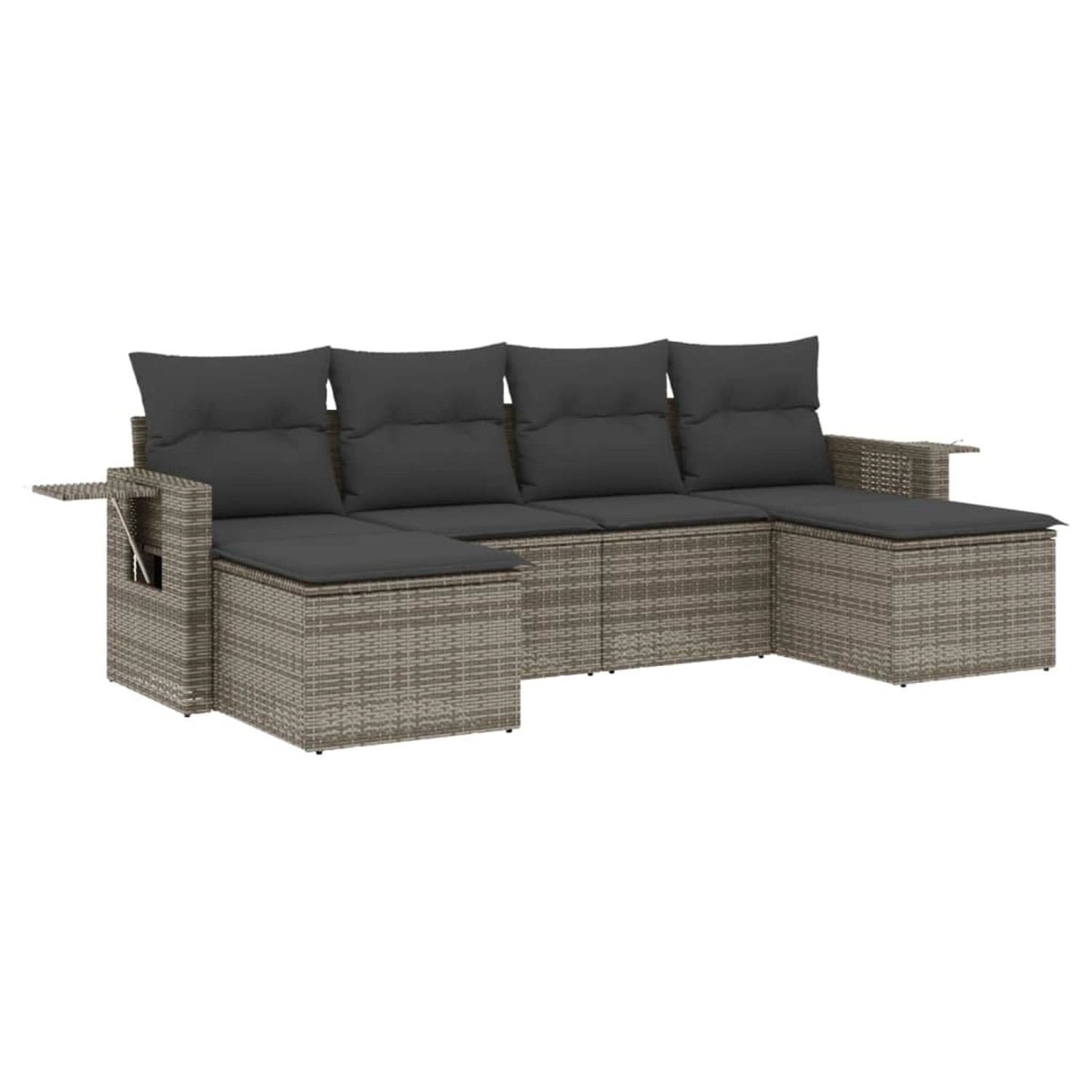 vidaXL 6-Tlg Garten-Sofagarnitur mit Kissen Grau Poly Rattan 3252857 günstig online kaufen