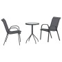 Graues 3-tlg. vidaXL Garten Bistro Set aus Stahl mit Tisch und zwei Stühlen.