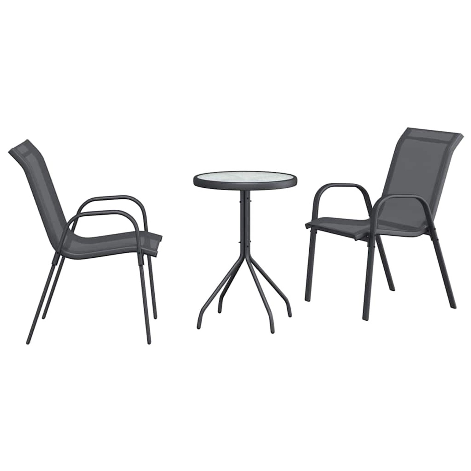 vidaXL Garten Bistro Set 3-Tlg Grau Stahl 42003979