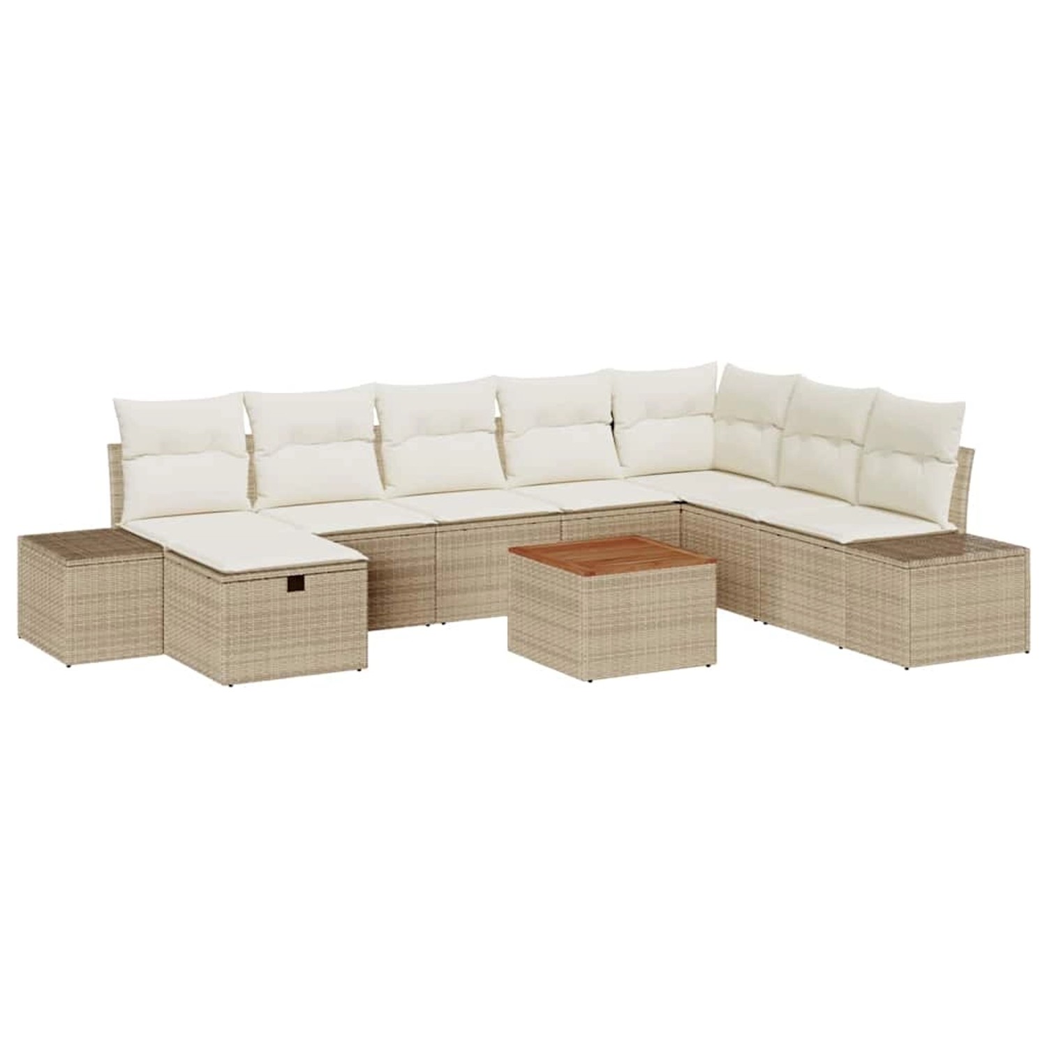 vidaXL Garten-Sofa-Set mit Kissen mit Speicher 9-Tlg Beige Poly Rattan 3359 günstig online kaufen