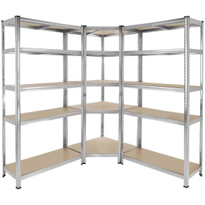 Tectake Schwerlastregalsystem Gustav 3 Teilig  2 In 1 Verwendung Als Werkbänke Verzinktes Stahlgestell  165 x 165 x 180 cm Silber