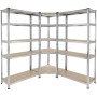 Tectake Schwerlastregalsystem Gustav 3 Teilig  2 In 1 Verwendung Als Werkbänke Verzinktes Stahlgestell  165 x 165 x 180 cm Silber