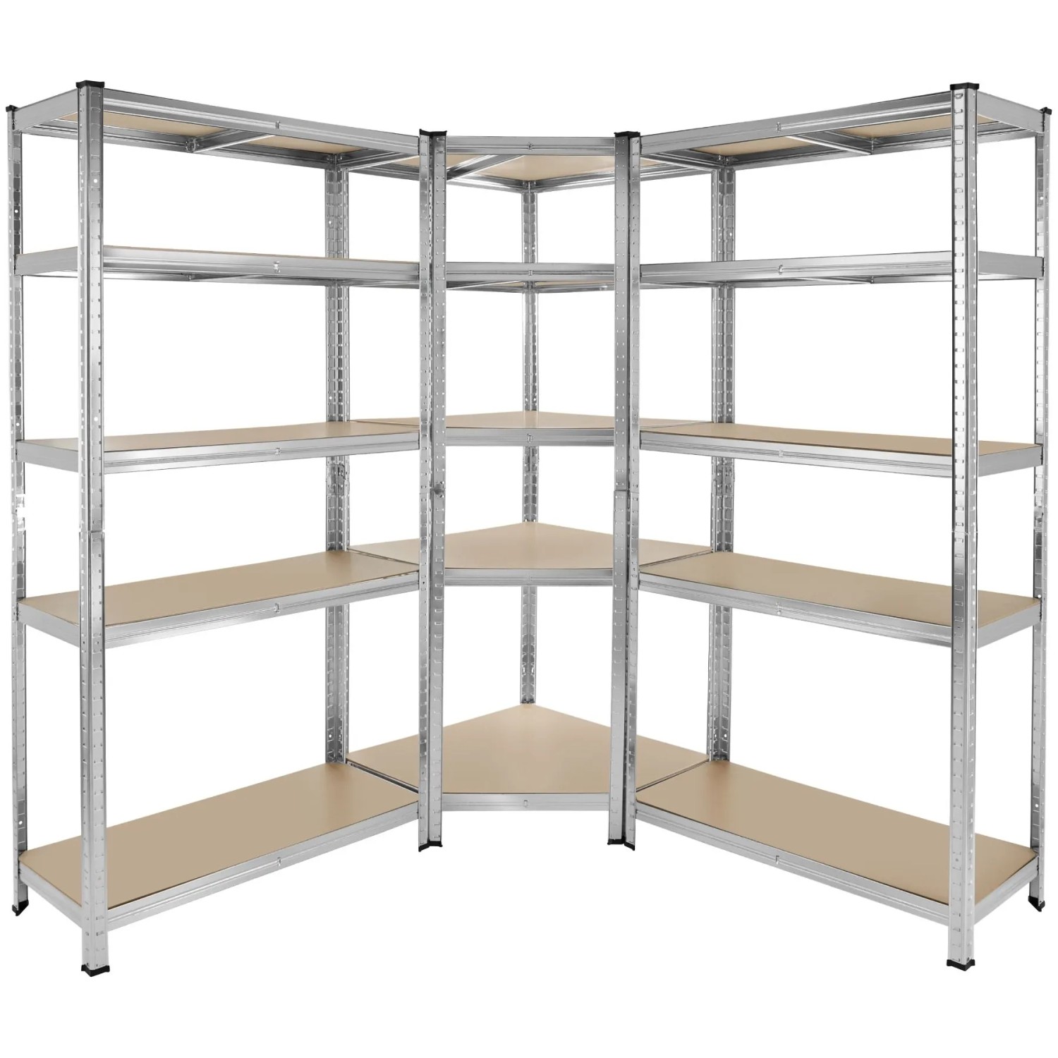 Tectake Schwerlastregalsystem Gustav 3 Teilig  2 In 1 Verwendung Als Werkbänke Verzinktes Stahlgestell  165 x 165 x 180 cm Silber