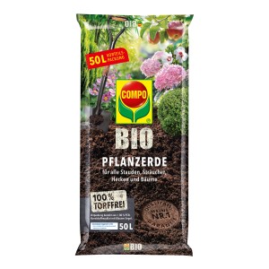 Sack Compo Bio Pflanzerde, torffrei, 50L. Geeignet für Stauden, Sträucher, Hecken und Bäume.