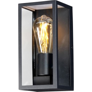 Eco-Light Außenwandleuchte Karo, schwarz matt, eckige Form. Klassische Wandlampe für den Außenbereich.