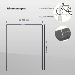 TRUTZHOLM Fahrradanlehnbügel, U-Form, anthrazit, Maße: 115 x 76 cm, aus Flachstahl. Zum Einbetonieren.