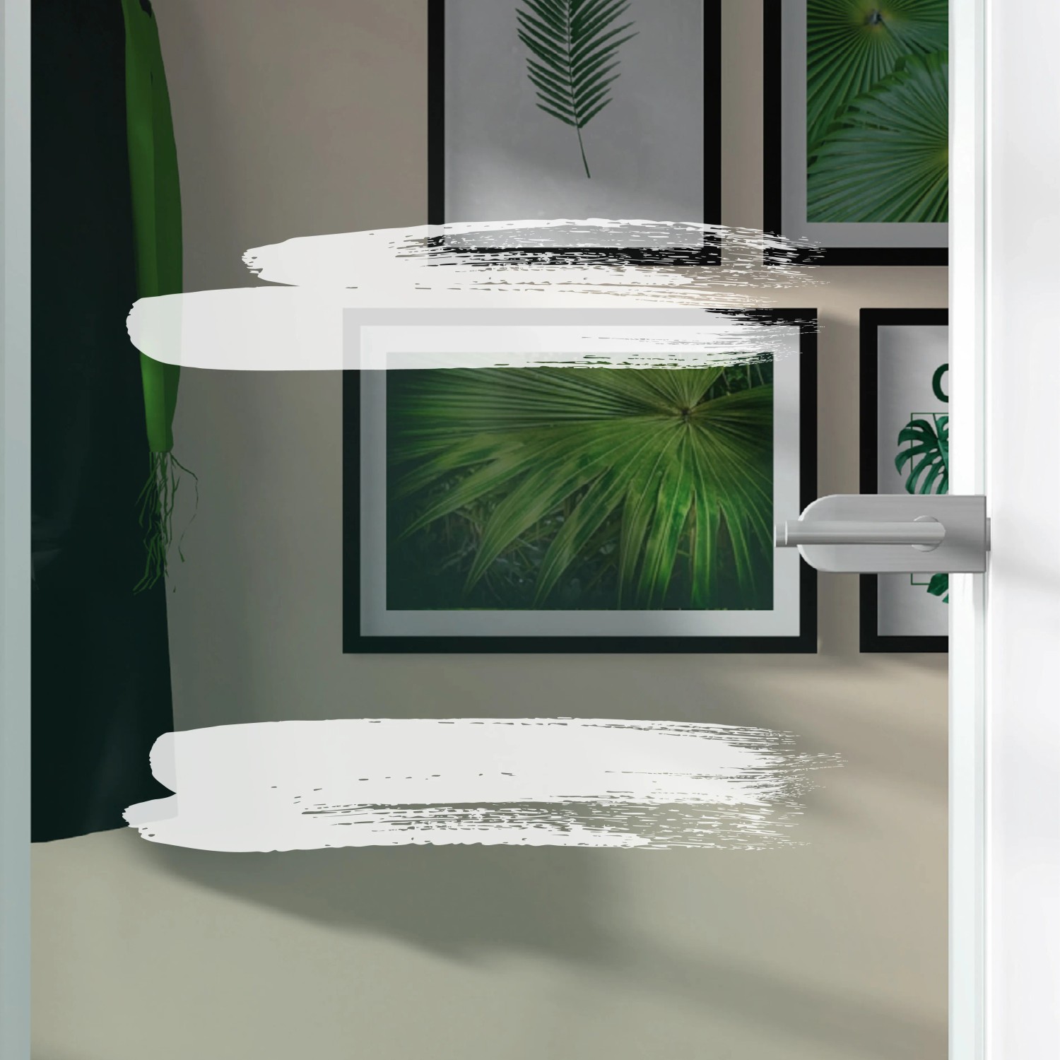 Glasdrehtür mit Siebdruck Dekor 36/18, DIN links, für mehr Licht im Raum.