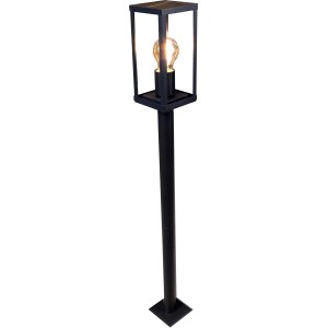 Eco-Light Wegeleuchte Karo, 100cm hoch, mit Holzoptik. Eckige, schwarze Gartenlampe für E27 Leuchtmittel.