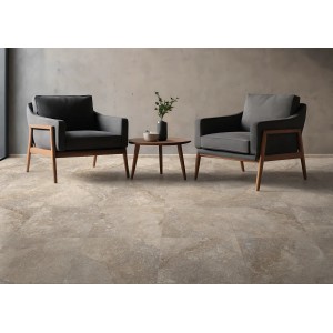 Verlegtes Beispiel: CERAMICHE SERRA Bodenfliese Varana Braun Matt, Steingut, 45x45 cm.