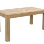 Rechteckiger Lex Premium Teak Gartentisch, 150 cm, mit massiven quadratischen Beinen.