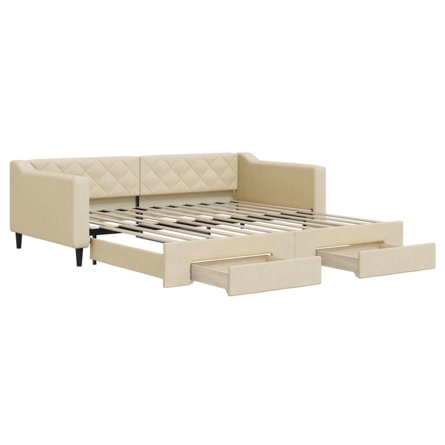 vidaXL Tagesbett Ausziehbar mit Schubladen Creme 100x200 cm Stoff1882026 günstig online kaufen
