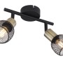 Globo Deckenstrahler Fiastra, 2-flammig, schwarz/altmessing, mit Metallgitterschirmen.