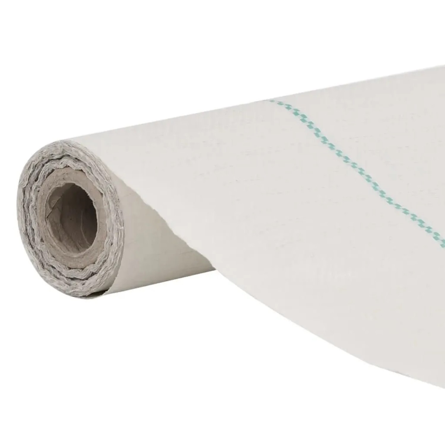 Weiße vidaXL Unkrautvlies Rolle (1x50m) mit grünen Streifen, für Gartenhilfsmittel.