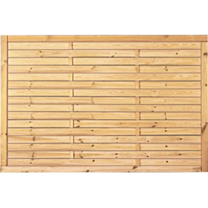 T & J Lamellenzaun, grün, 180x120 cm. Sichtschutzzaun aus Holz mit horizontalen Lamellen.