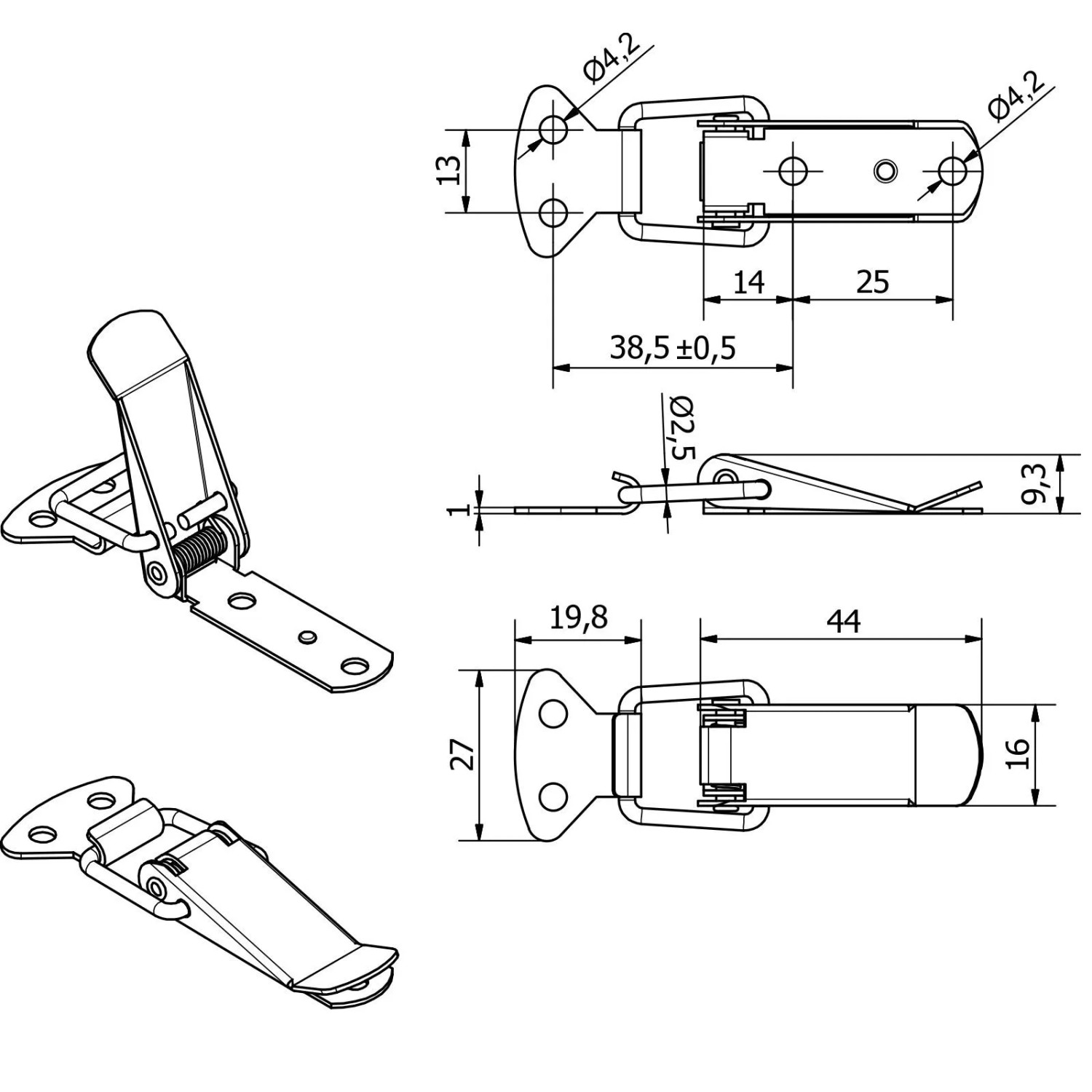 SOTECH 10 Stück Spannverschluss LATCH Gelb Verzinkt Kniehebelspanner_5