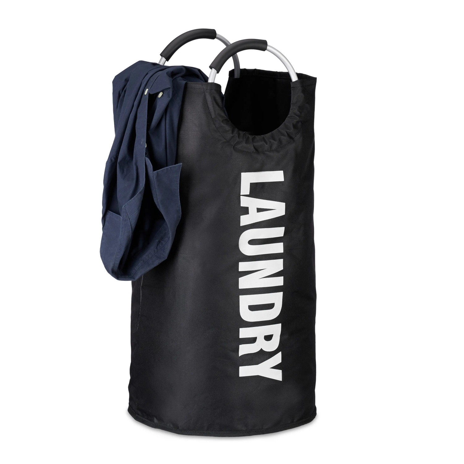 Relaxdays Wäschekorb Polyester Schwarz Faltbar 70 cm x 38 cm 0,5 kg