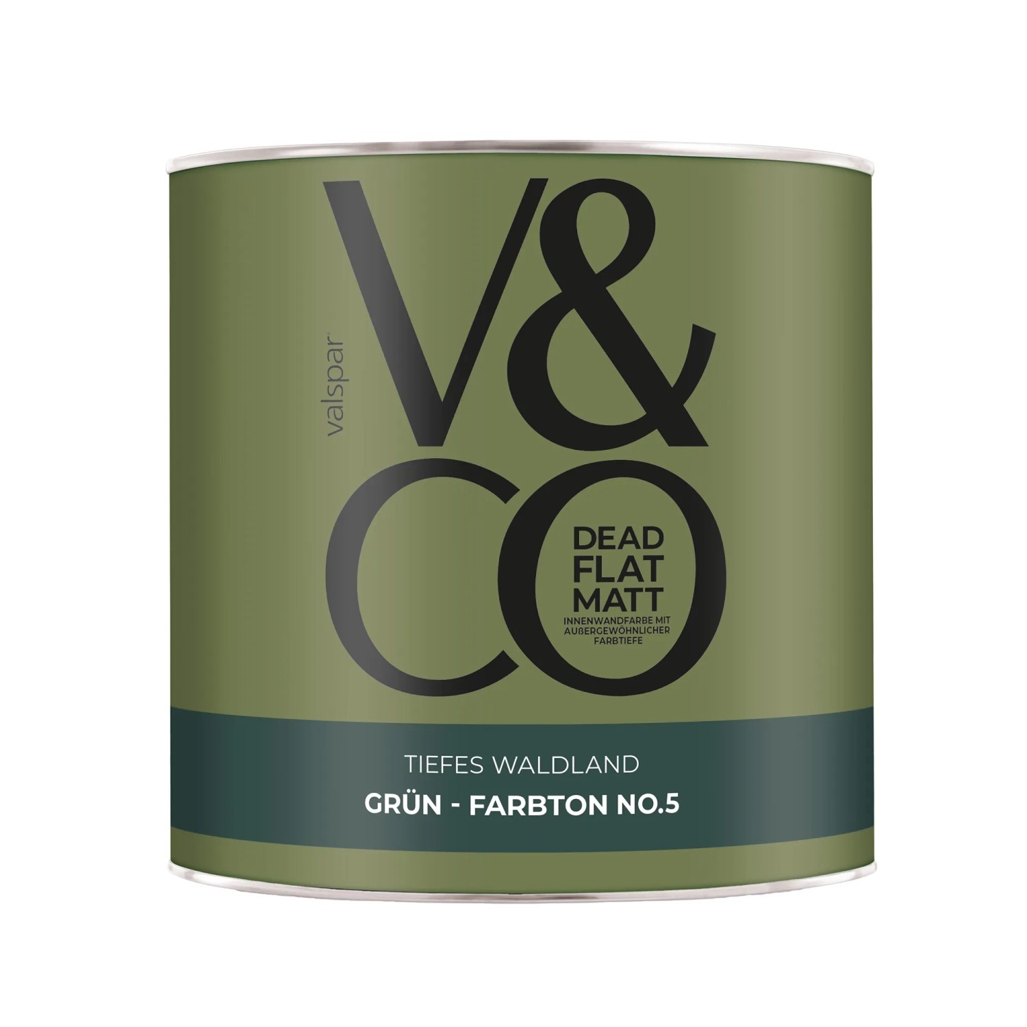 V&CO Premium-Innenfarbe Dead Flat Matt Grün Farbton 5 Tiefes Waldland 2,5,
