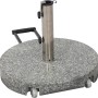 Grauer Siena Garden Schirmständer aus Granit, 40 kg, mit Edelstahlrohr und Rollen.
