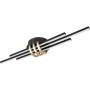 Moderne LED Deckenleuchte Cinto in Schwarz-Gold mit linearem Design und goldfarbenen Ringen.