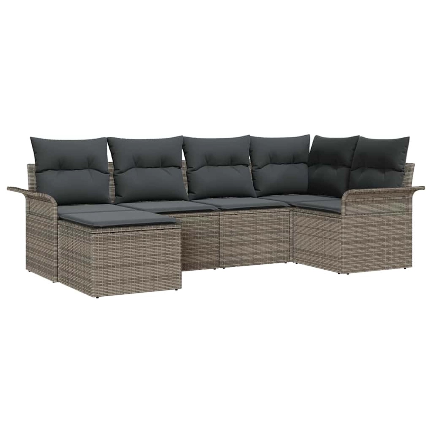 vidaXL Garten-Sofa-Set mit Kissen mit Speicher 6-Tlg Grau Poly Rattan 33540 günstig online kaufen