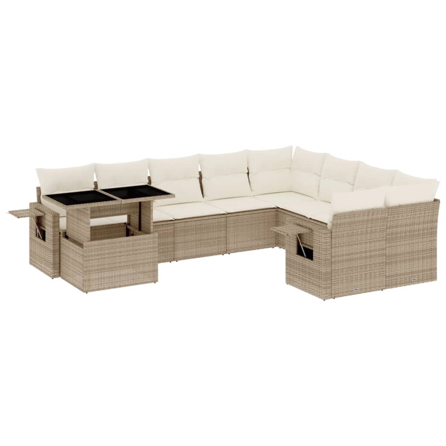 vidaXL 10-Tlg Garten-Sofagarnitur mit Kissen Beige Poly Rattan 3268138 günstig online kaufen