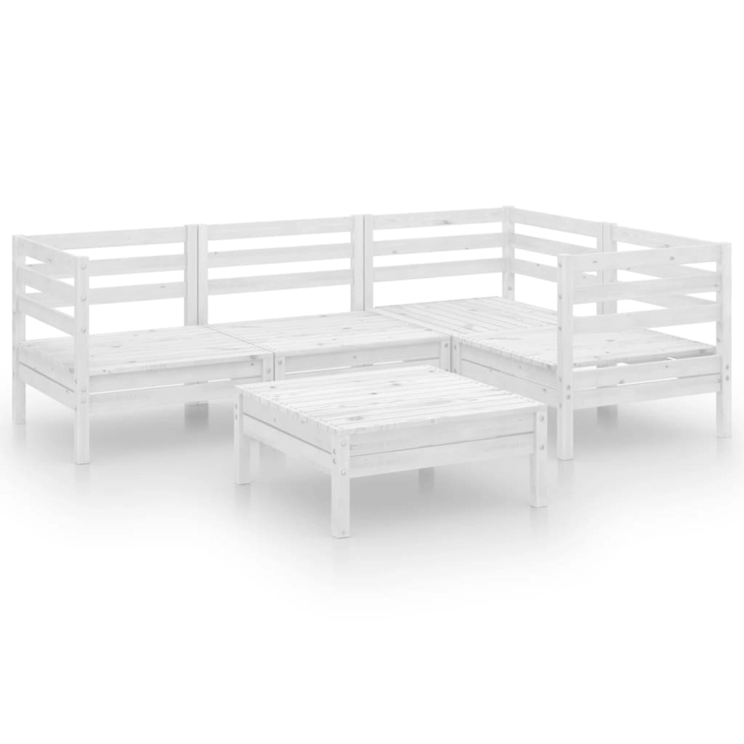vidaXL 5-Tlg Garten-Lounge-Set Massivholz Kiefer Weiß 3082693