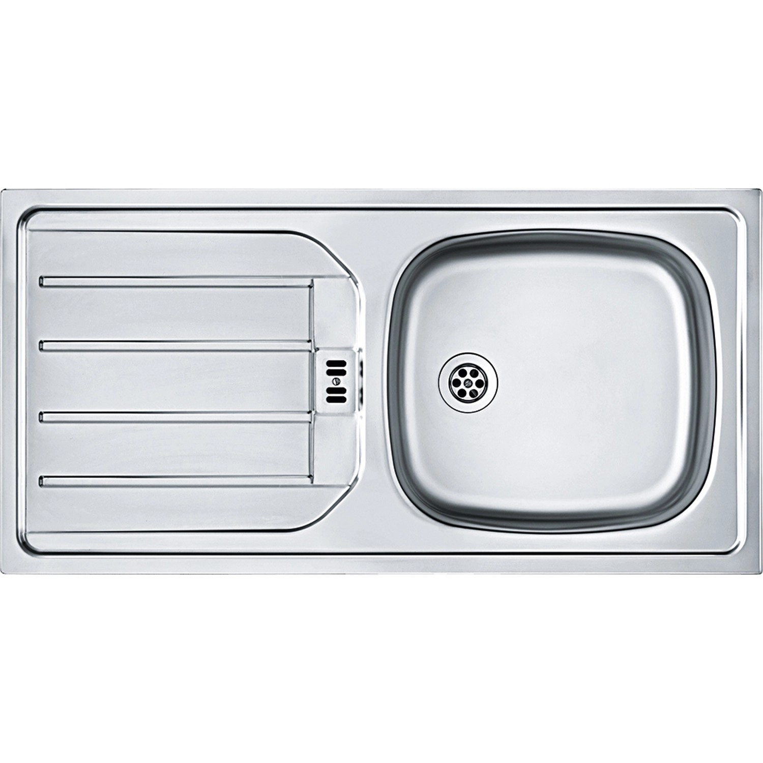 Spüle aus Edelstahl für die Küchenzeile Mailand mit Abtropffläche.