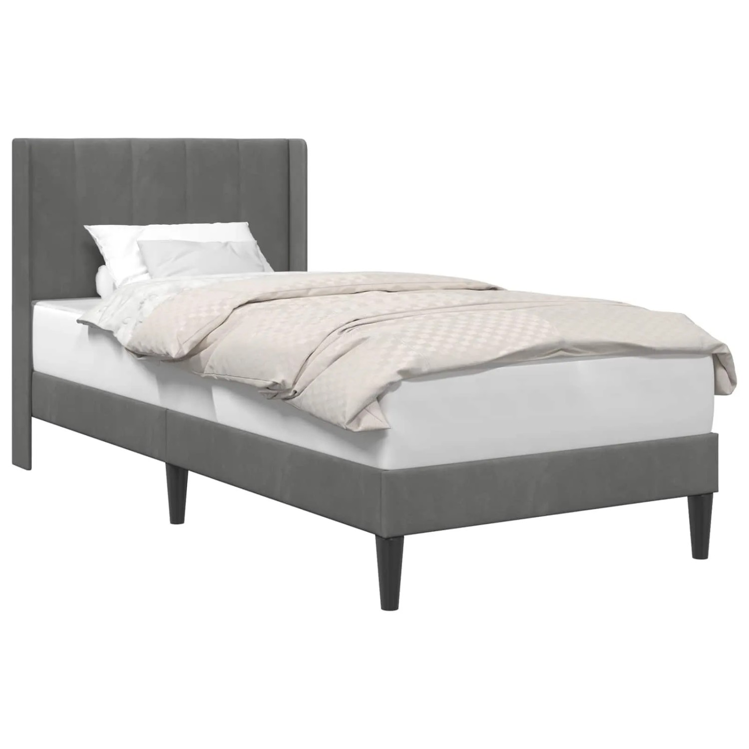 vidaXL Bettrahmen mit Kopfteil Dunkelgrau 90 x 190 cm Samt 42027474