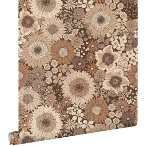 ESTAhome Tapete Retro Blumen Braun 50 x 900 cm