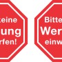 2er-Set Aufkleber "Bitte keine Werbung einwerfen", rot, 11x8cm, PVC-Folie.