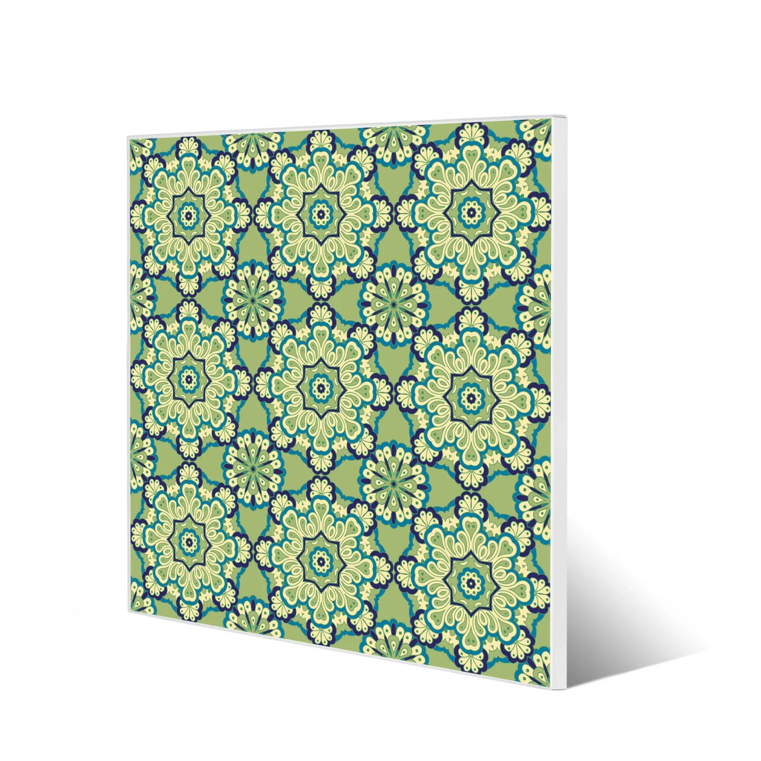 Banjado Magnettafel 50x50 cm mit Kaleidoskop Grün Motiv. Wanddekoration für Notizen und Fotos.
