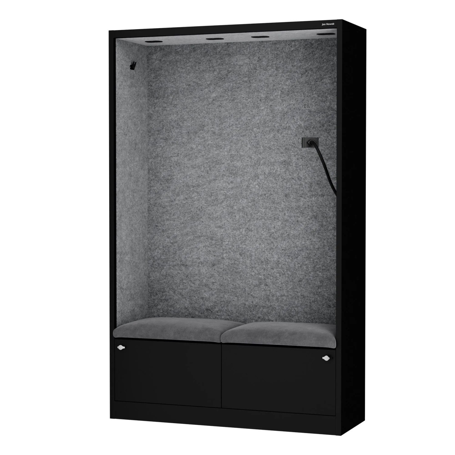 JAN NOWAK Büroschrank mit Gesprächsplatz SALLY Akustische Ruhezone MentalBox Grey Fog Schwarz