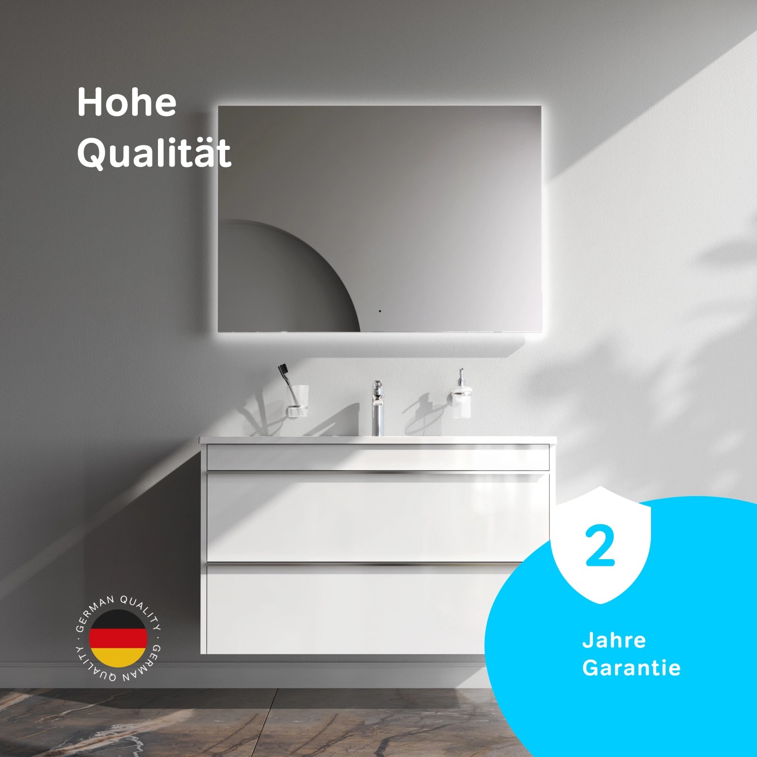 AM.PM Waschtischunterschrank Hit mit Waschbecken, wandmontiert, weiß, 100 cm.