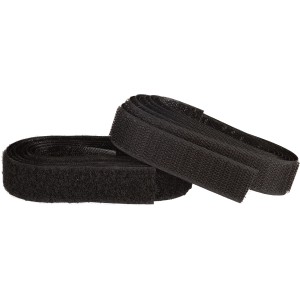 Schwarzes Fix-o-moll Klettband zum Nähen, 150cm x 20mm, aufgerollt.