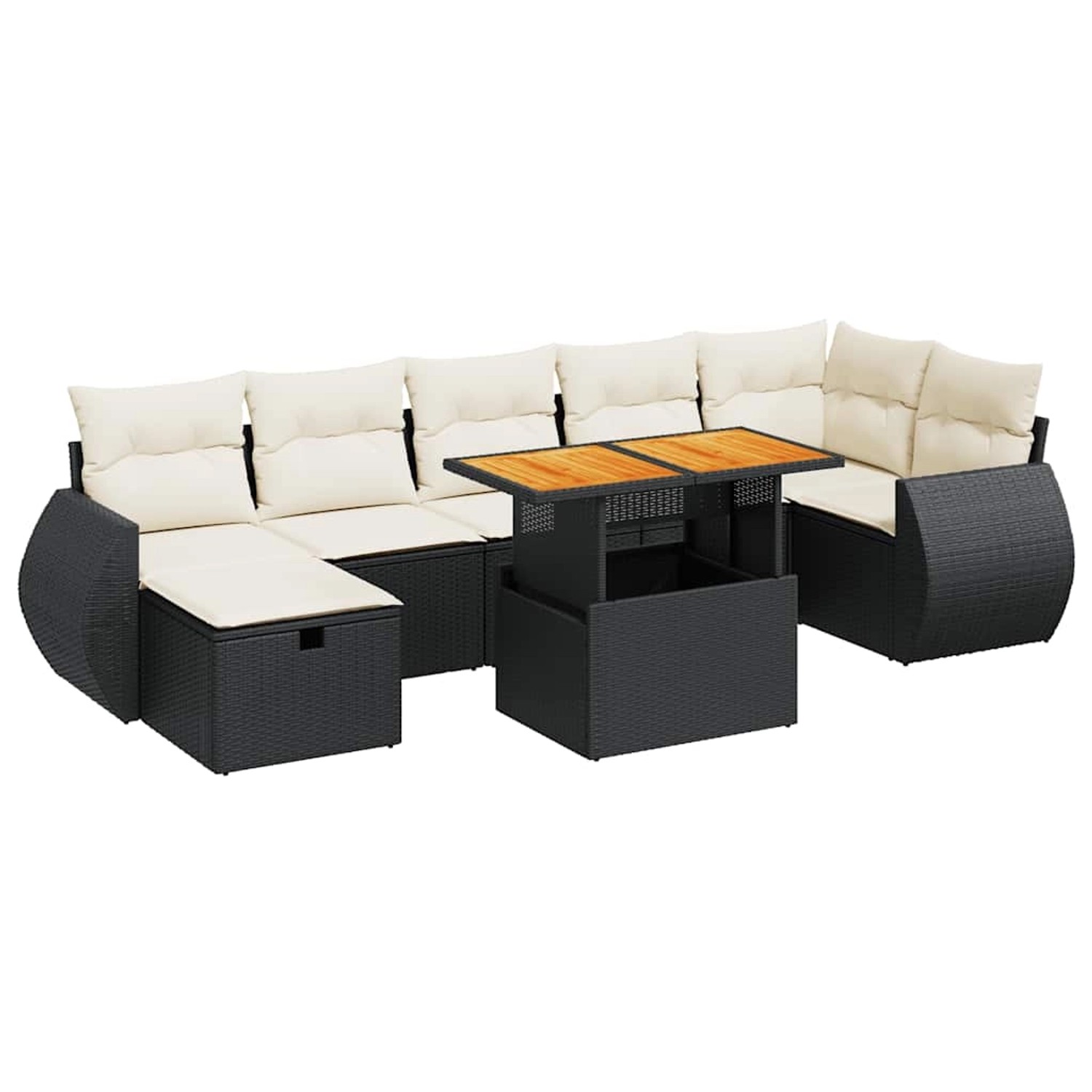 vidaXL 5Tlg Garten-Sofagarnitur mit Kissen Schwarz Poly Rattan Akazie 33280 günstig online kaufen