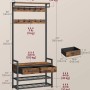 Songmics Garderobenständer Dacey, braun-schwarz, mit Haken, Schubladen und Schuhregal. Ideal für Flur und Eingangsbereich.