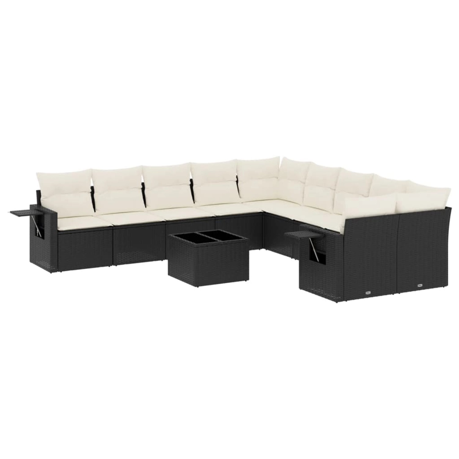 vidaXL 11-Tlg Garten-Sofagarnitur mit Kissen Schwarz Poly Rattan 3253053 günstig online kaufen