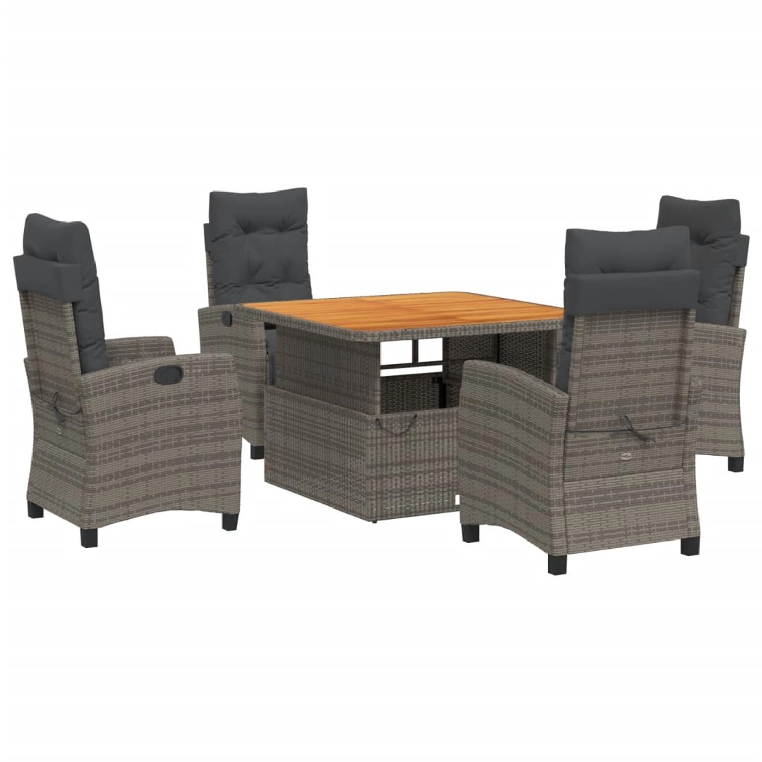 vidaXL 5-Tlg Garten-Essgruppe mit Kissen Grau Poly Rattan 3277402 günstig online kaufen
