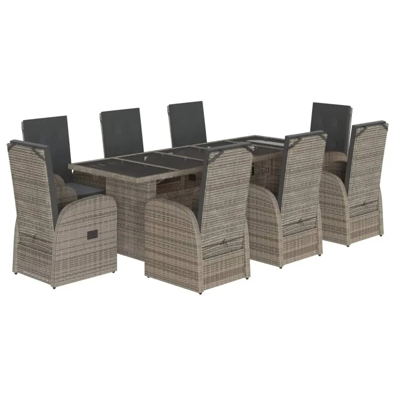 vidaXL 9-Tlg Garten-Essgruppe mit Kissen Grau Poly Rattan 3277619 günstig online kaufen