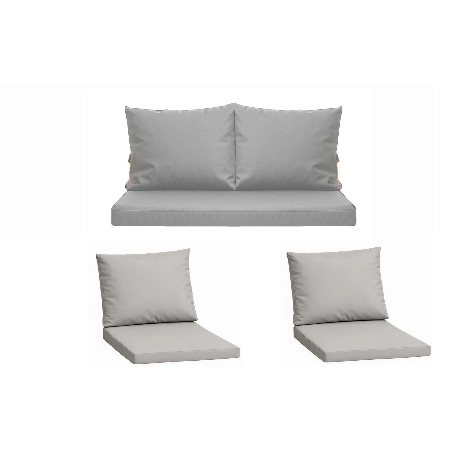 Setgarden Komfort Set Gartenloungekissen aus Technorattan-Möbel Kissen für Sofa 110x50 cm + Sessel 1tlg Grau
