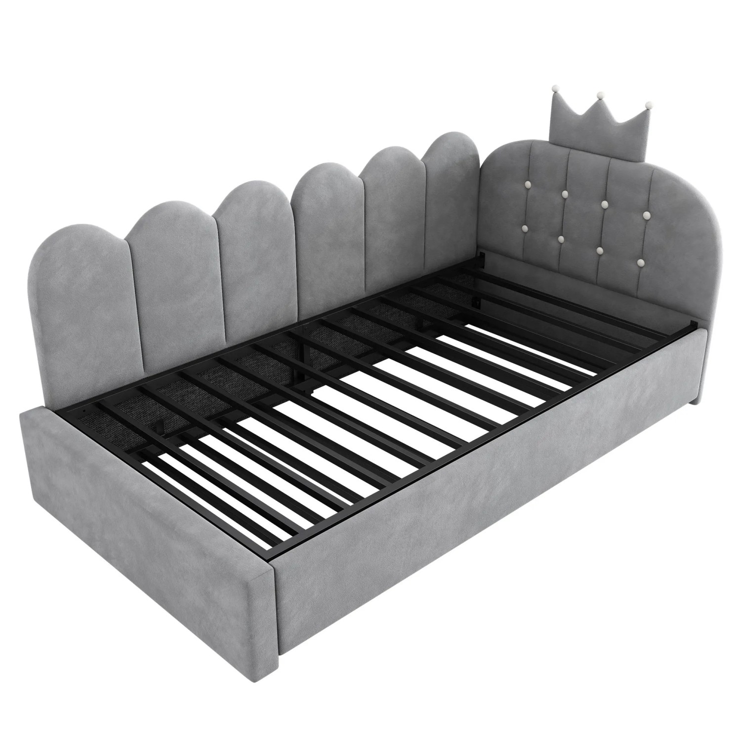 Merax Schlafsofa 90x200 Ausziehbett Samt Kinder Grau