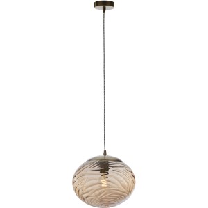 Luce Design Pendelleuchte Nereide, 30 cm, champagnerfarbenes Glas mit Wellenmuster.