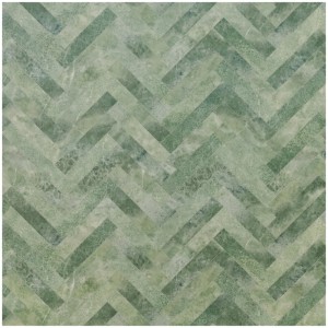 Muster von Primaflor PVC Twilight Shade Bodenbelag in Fliesenoptik, grün-meliert im Fischgrätmuster.