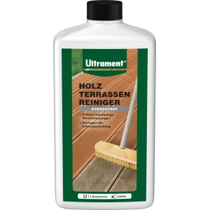 Flasche Ultrament Holz Terrassenreiniger 1 l für die Reinigung und Pflege von Holzterrassen.