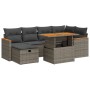 Graue 8-tlg. vidaXL Garten-Sofagarnitur aus Rattan mit Tisch und Kissen.