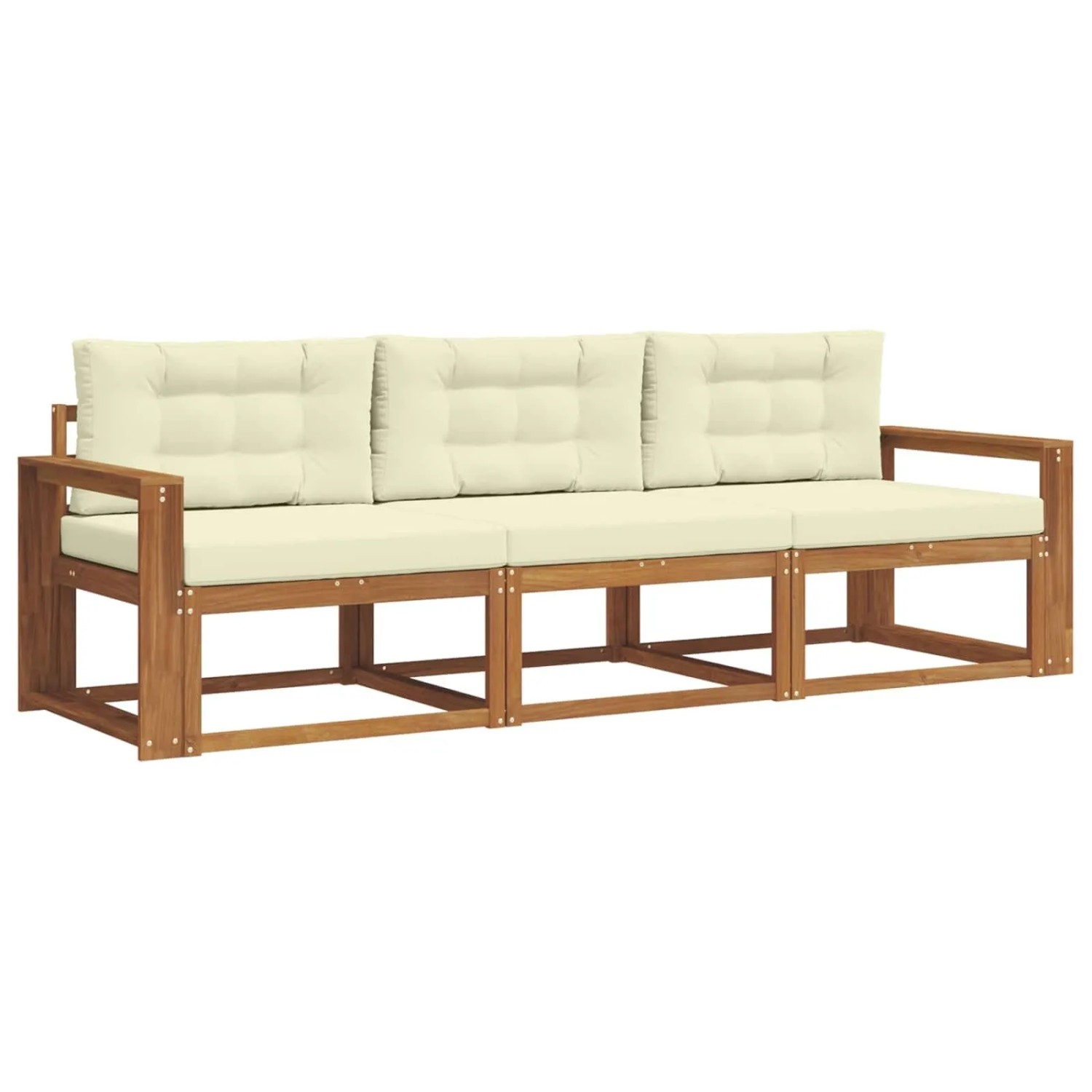 vidaXL Outdoor-Sofagarnitur mit Kissen 3-Tlg Natur und Creme 3367128