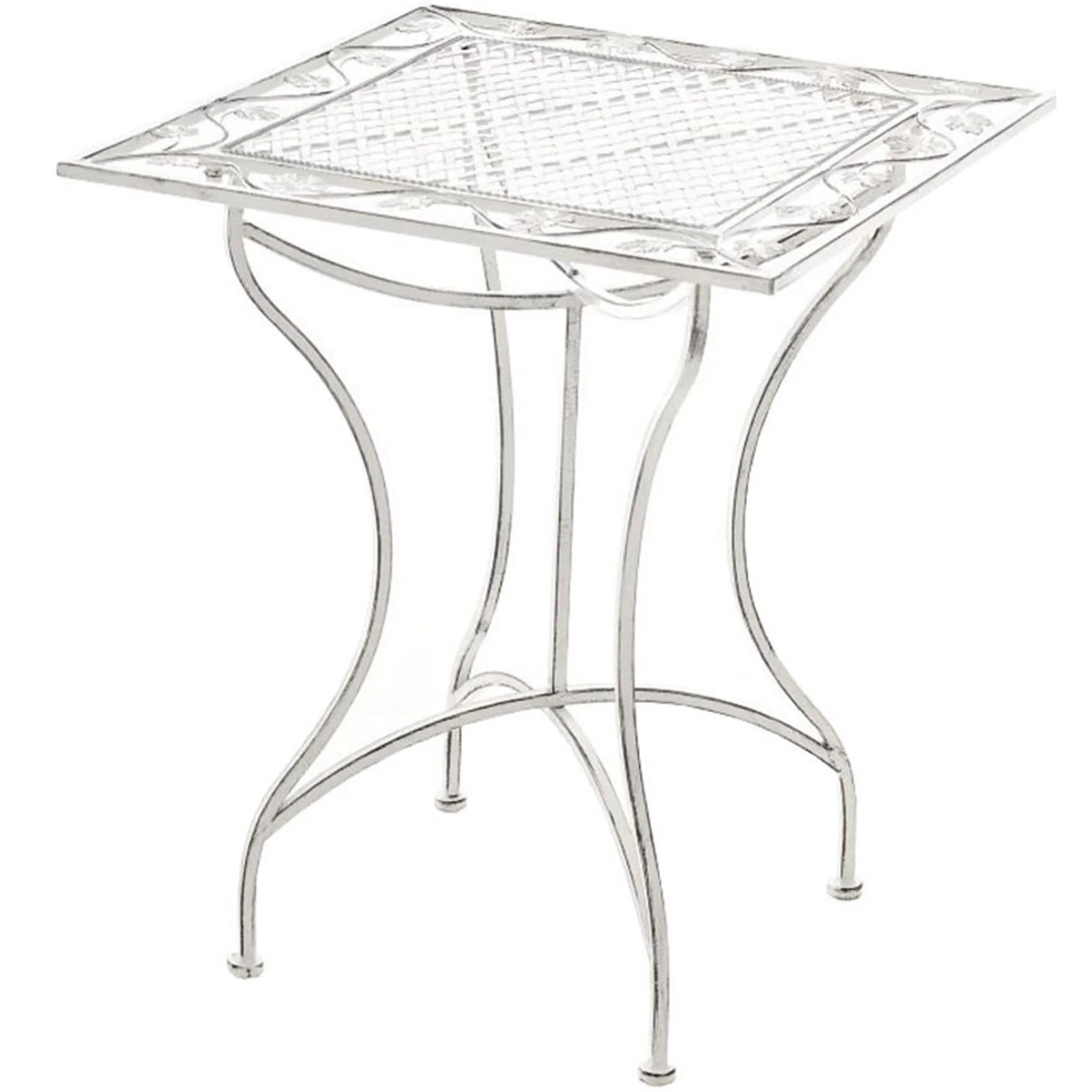 DELUKE Gartentisch FINN Vintage 60x60x72cm Metall Antik-Weiß Balkontisch Outdoor-Tisch Klein