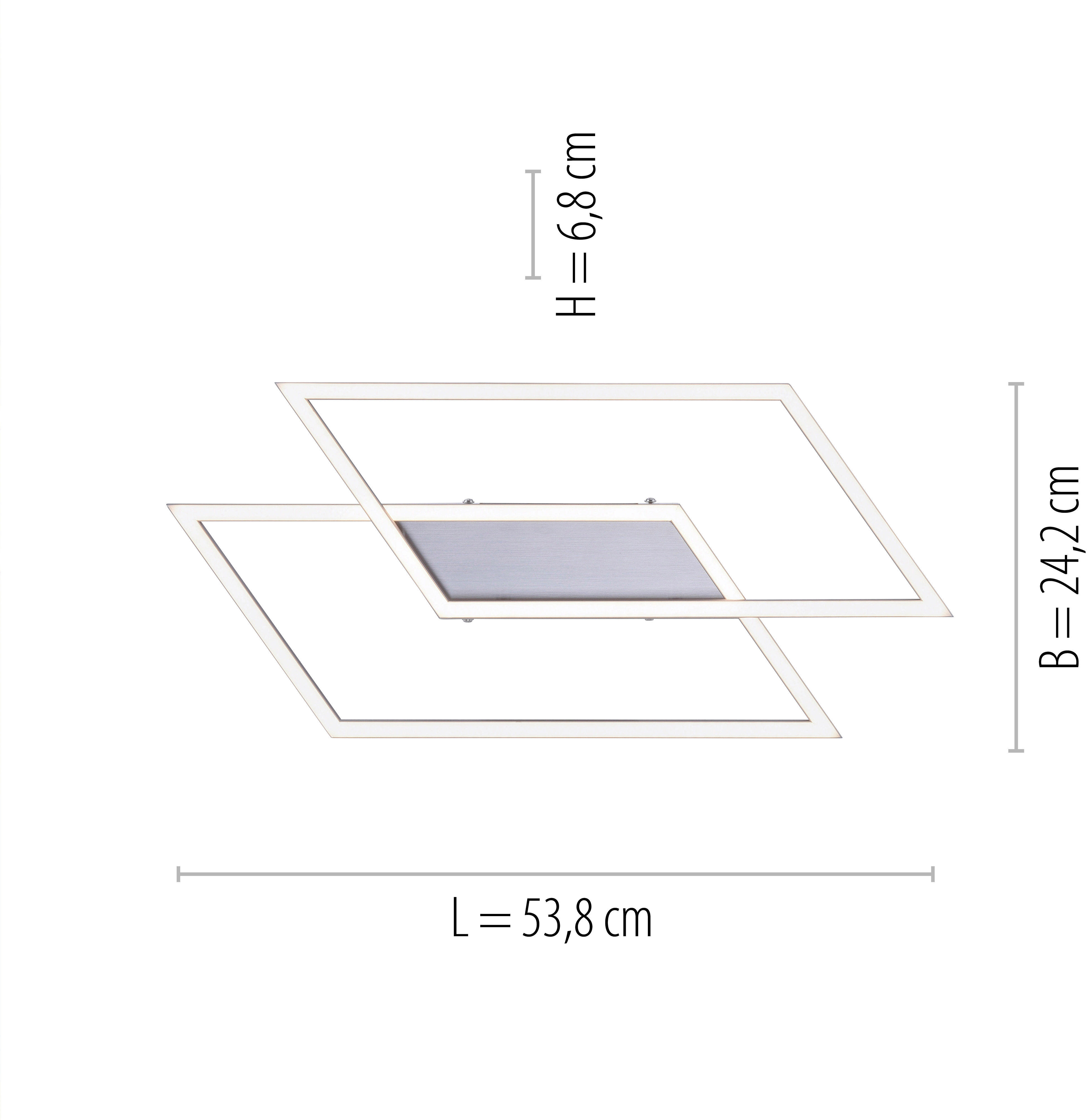 Paul Neuhaus 24,2 cm x LED-Deckenleuchte Stahl 53,8 2-flammig cm Inigo