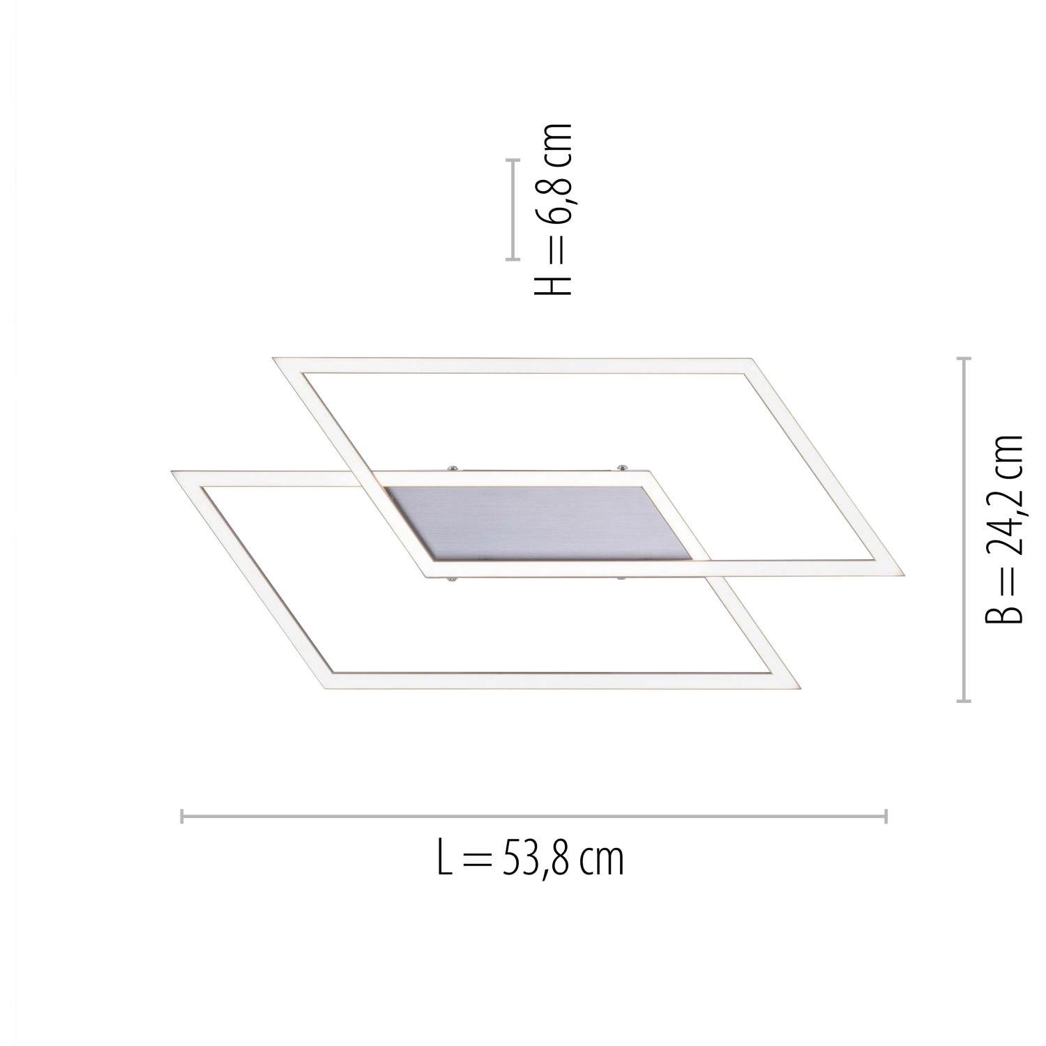 Paul Neuhaus LED-Deckenleuchte Inigo, Stahl, 53,8x24,2cm, dimmbar, warmweiß.